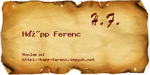 Hápp Ferenc névjegykártya